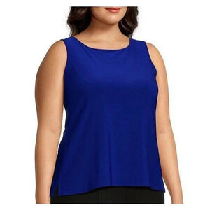 Misook Knit Tank Top Women's Royal Blue Crew Neck Pullover Sleeveless Size 1X